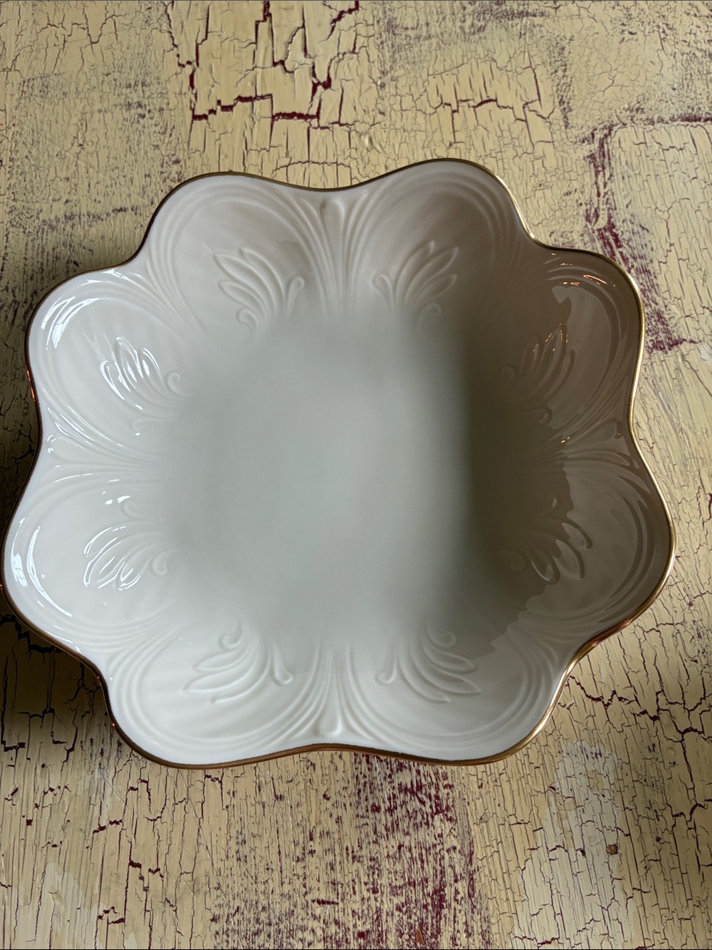 Vintage Lenox Scalloped candy dish with Gold Rim